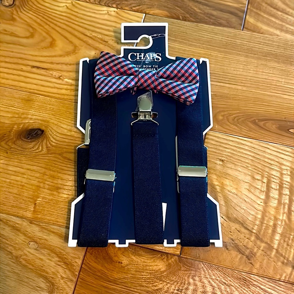 Chaps Boys Bow Tie & Suspender Set, New!